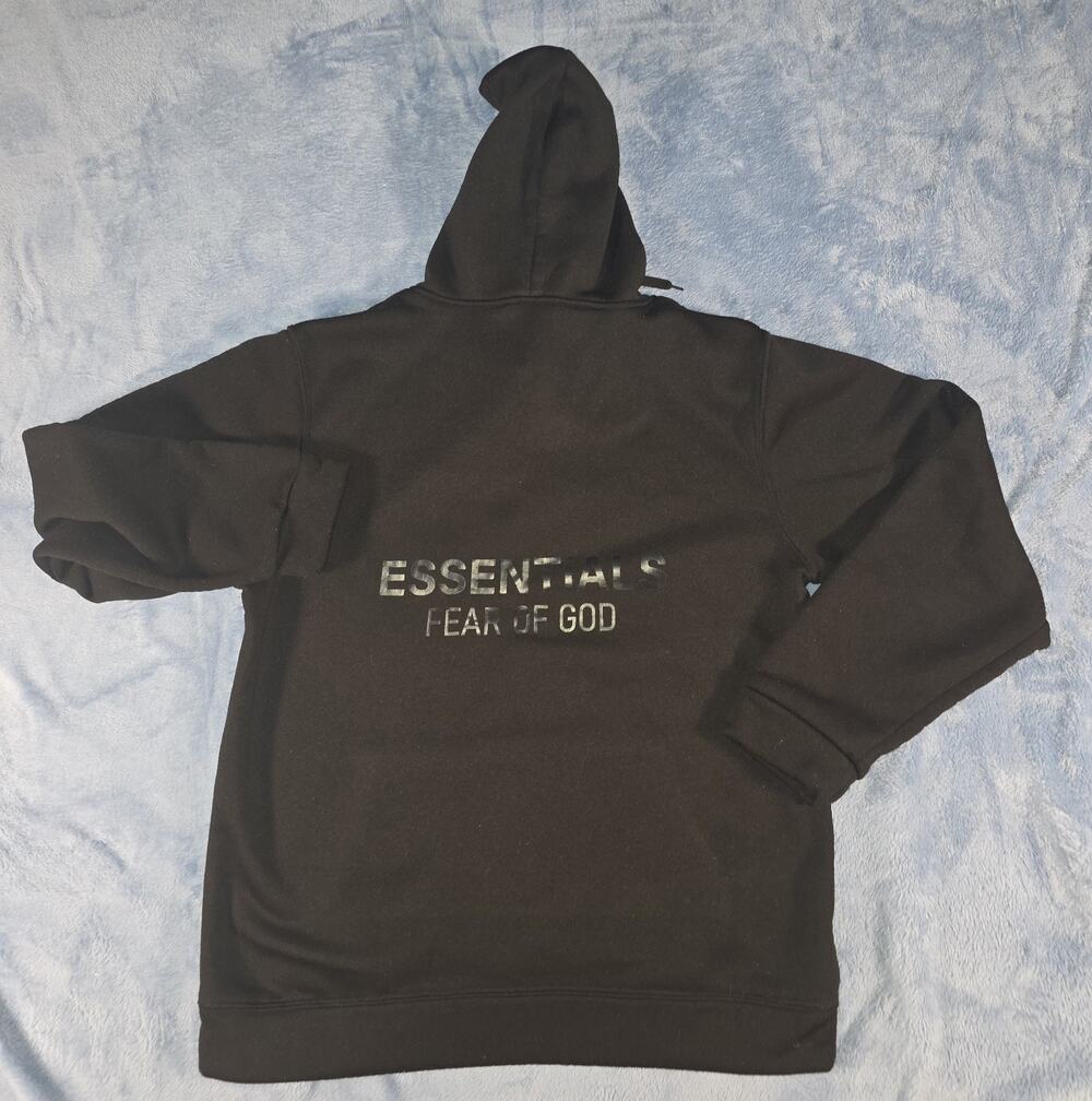 Fear of God ESSENTIALS Black Pullover Hoodie Men’s Streetwear Large Sweatshirt